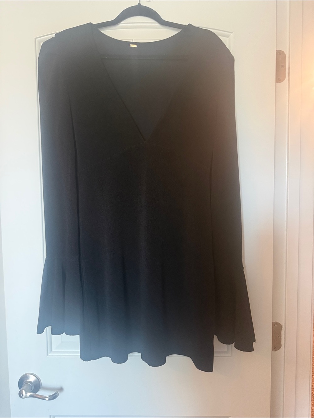 Free People Black Long-Sleeve Mini Dress with Flared Cuffs